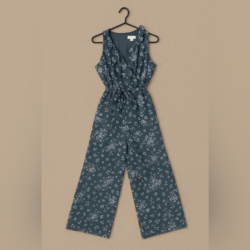 LOFT Outlet Petite Floral Sleeveless Ruffle Jumpsuit (10P)